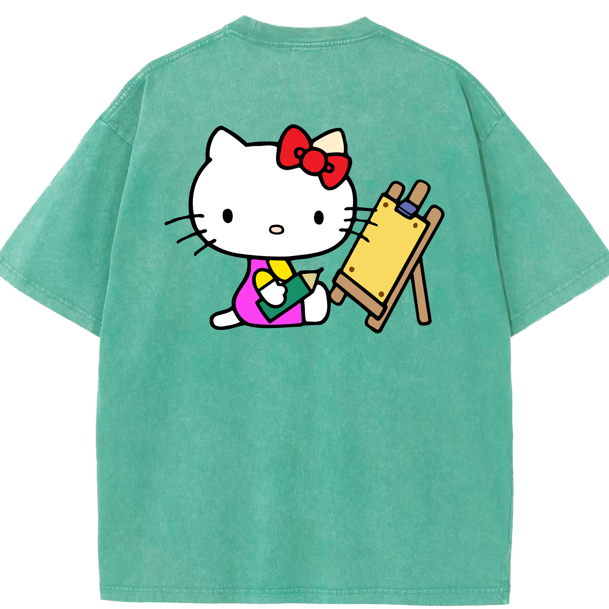 （画像用） Hello Kitty ハローキティ 綿100% ヴィンテージ風 半袖Tシャツ（背面プリント）